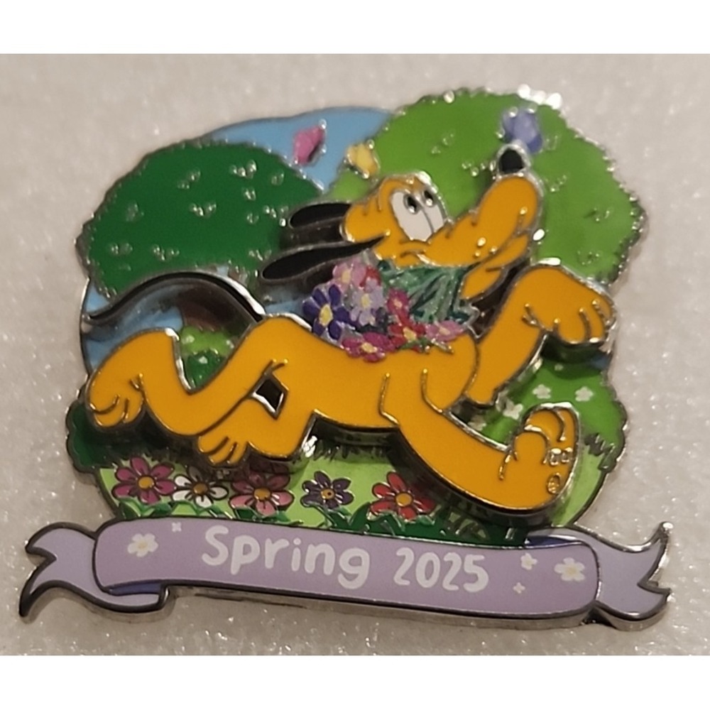 Disney pin Pluto Spring 2025 Dog Best Friend Running Flower Field LE 1250 172074